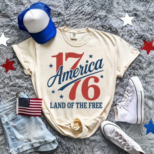 1776 America Land Of The Free Patriotic 4th of July T Shirt, Independence Day Graphic Tee, Gift For Family 1776 America Land Of The Free Patriotic 4th of July T Shirt, Independence Day Graphic Tee, Gift For Family